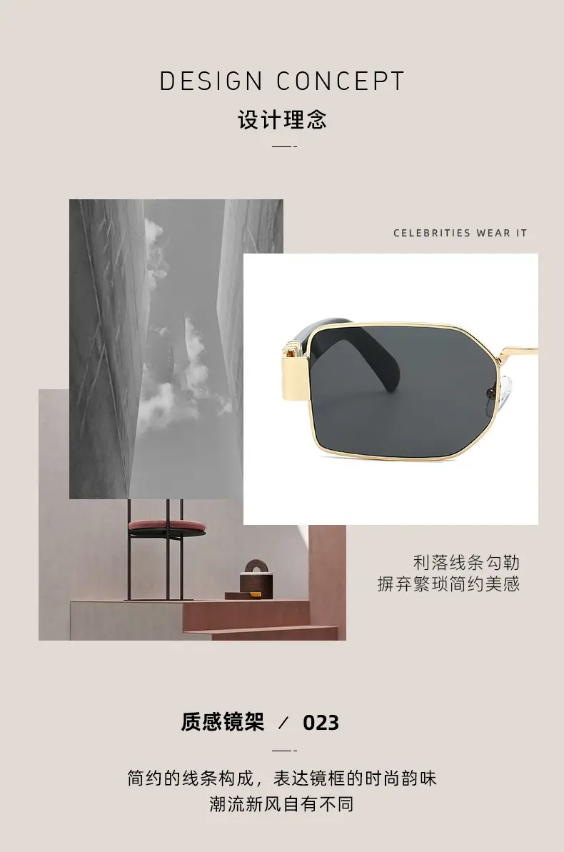 Square Sunglasses Women Gold Frame Fade Blue — feature 2