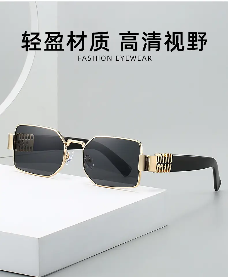 Square Sunglasses Women Gold Frame Fade Blue — feature 5