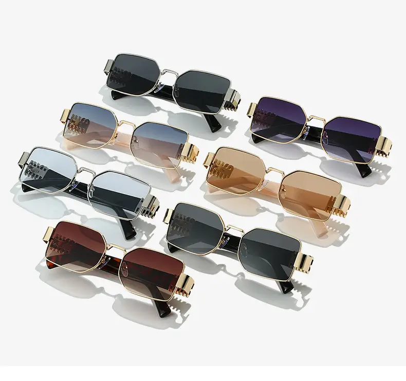Square Sunglasses Women Gold Frame Fade Blue — feature 7