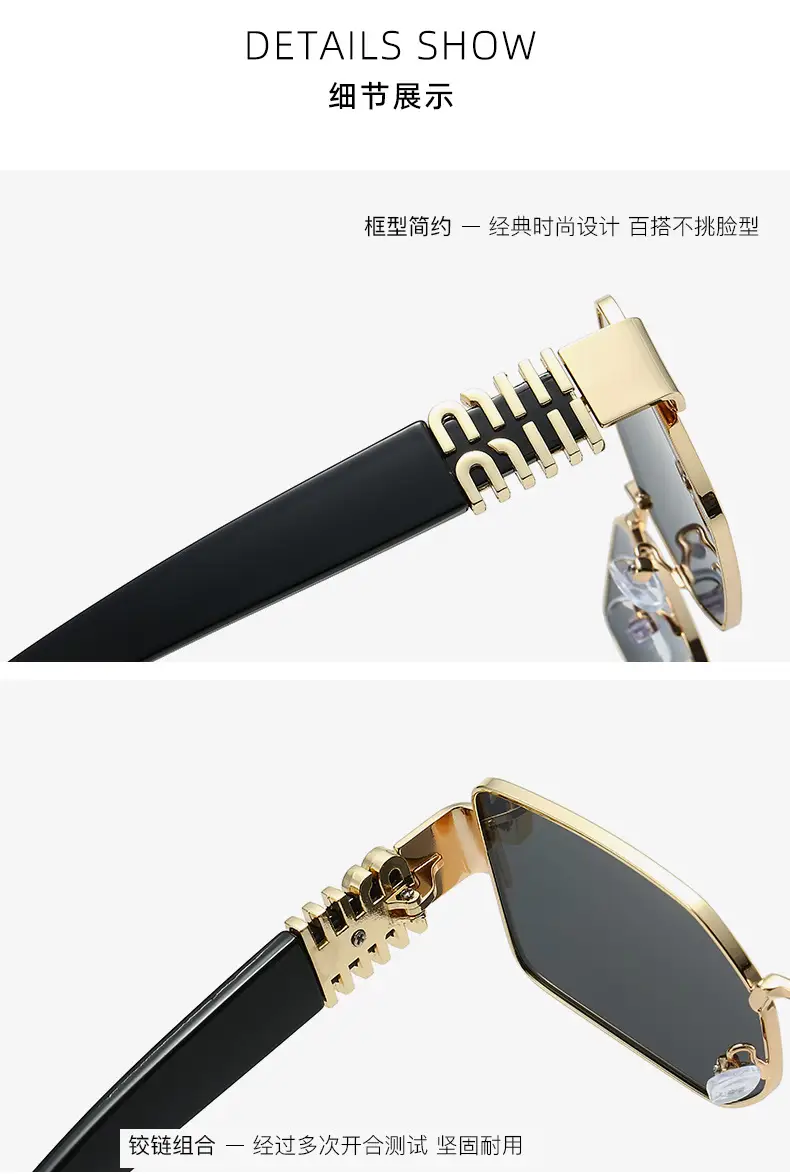 Square Sunglasses Women Gold Frame Fade Blue — feature 8