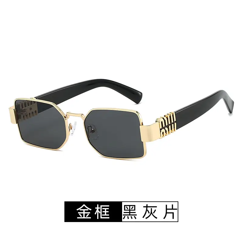 Square Sunglasses Women Gold Frame Fade Blue