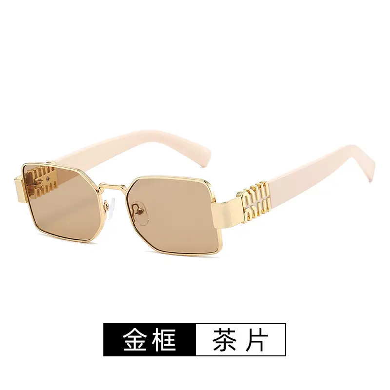 Square Sunglasses Women Gold Frame Fade Blue - Image 6