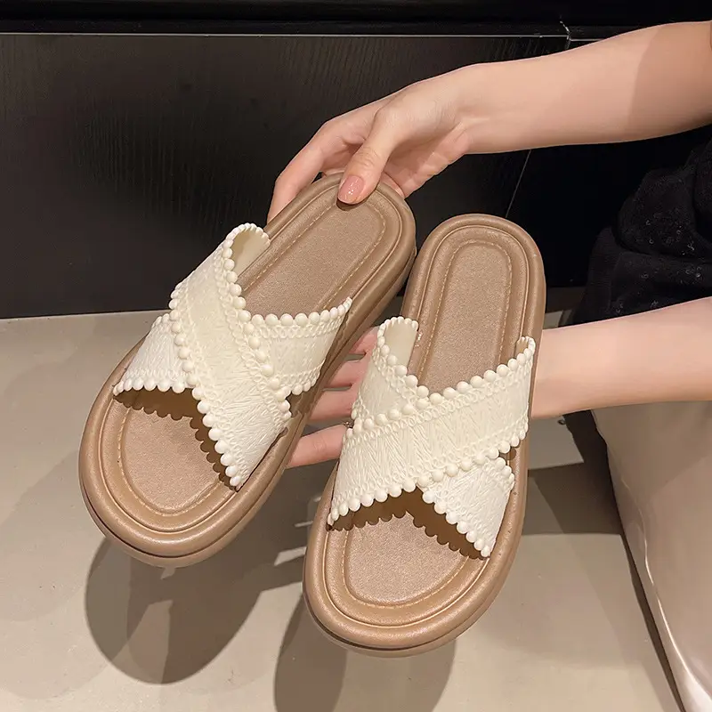 2025 Black Cross Strap Slippers Women Beach Wear - Image 6