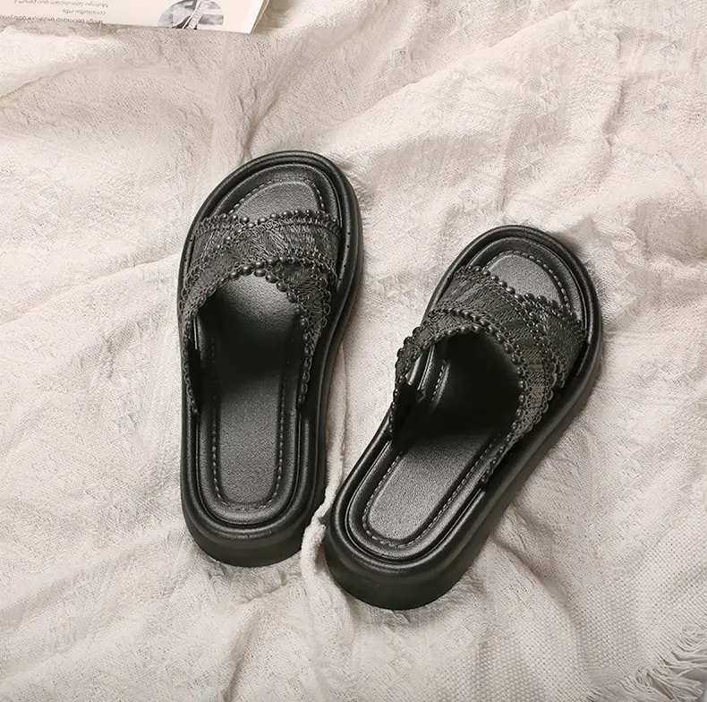 2025 Black Cross Strap Slippers Women Beach Wear — feature 10