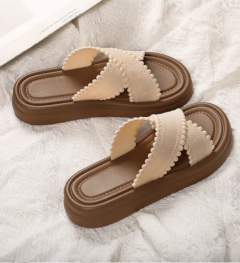 2025 Black Cross Strap Slippers Women Beach Wear — feature 12