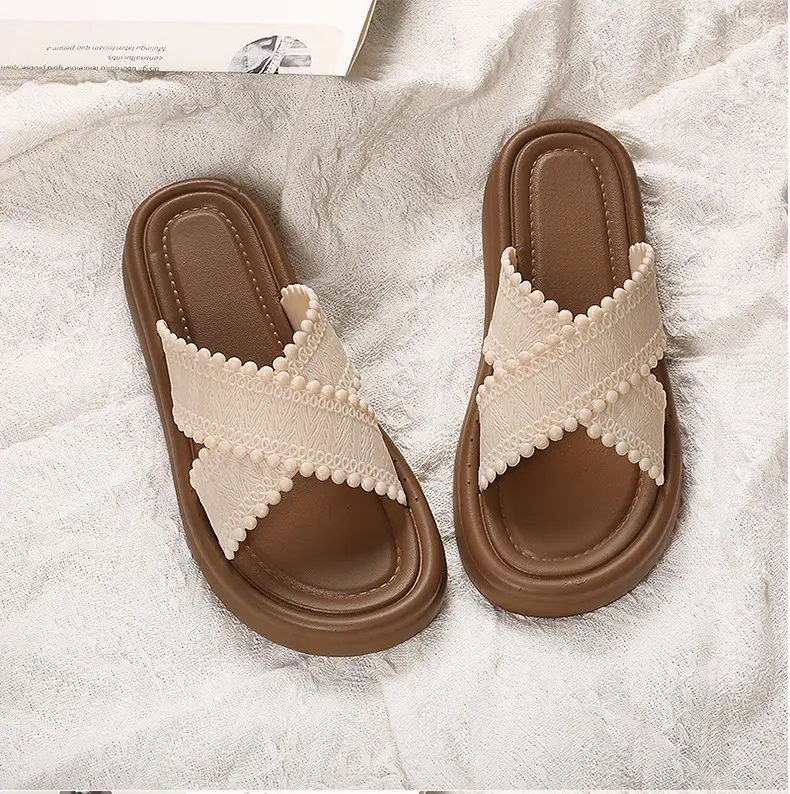 2025 Black Cross Strap Slippers Women Beach Wear — feature 3