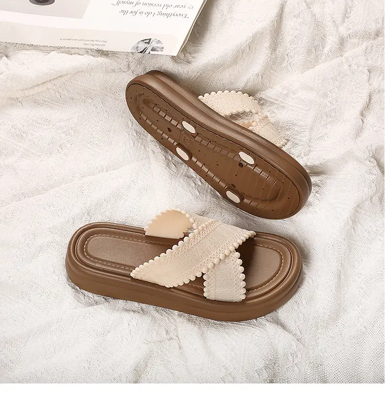 2025 Black Cross Strap Slippers Women Beach Wear — feature 4
