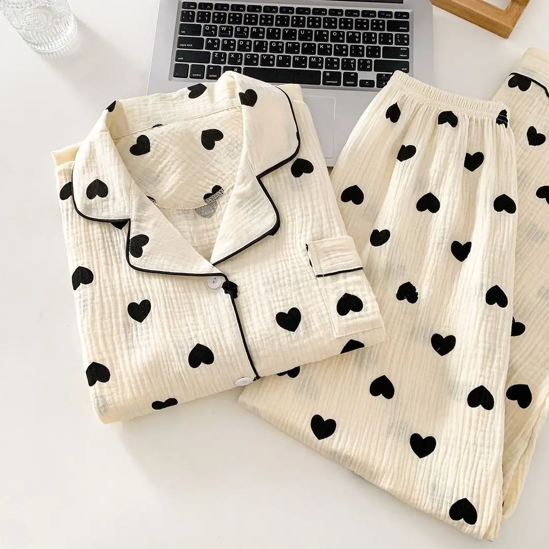 Cloud Cotton Pajamas for Women Spring and Summer Short-Sleeved Trousers New Cotton Silk Cartoon Three-Piece Suit Home Clothes Cross-Border Live Broadcast