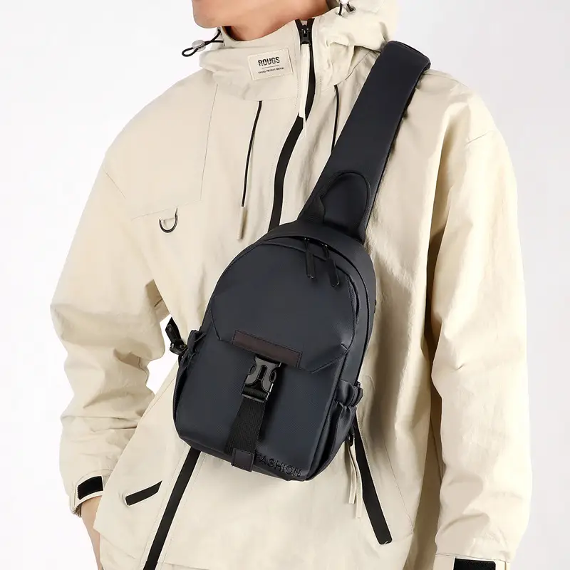 Men's Grey Chest Bag Business Travel Outdoor Sports Crossbody - Image 7