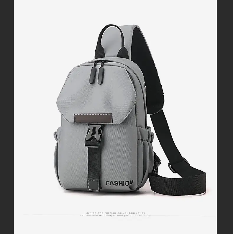 Men's Grey Chest Bag Business Travel Outdoor Sports Crossbody — feature 17
