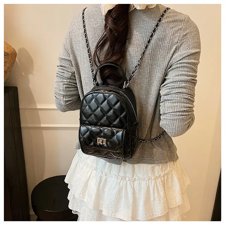 Women's Mini Quilted Chain Shoulder Bag Cream — feature 15