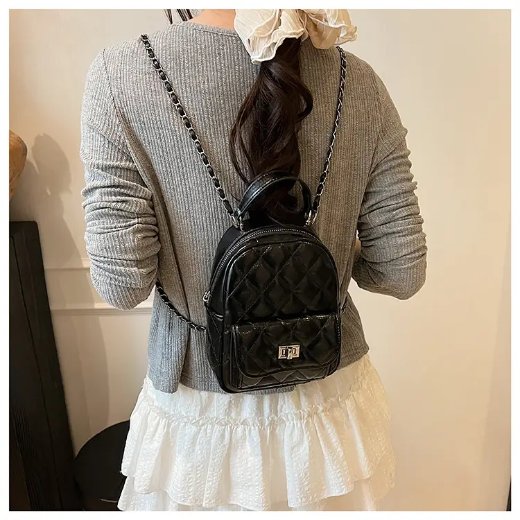Women's Mini Quilted Chain Shoulder Bag Cream — feature 16
