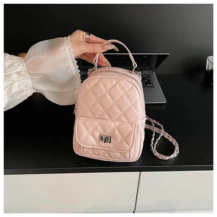 Women's Mini Quilted Chain Shoulder Bag Cream — feature 20