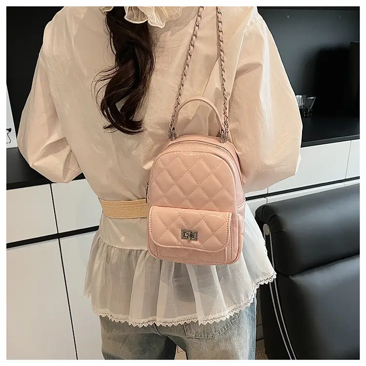 Women's Mini Quilted Chain Shoulder Bag Cream — feature 21