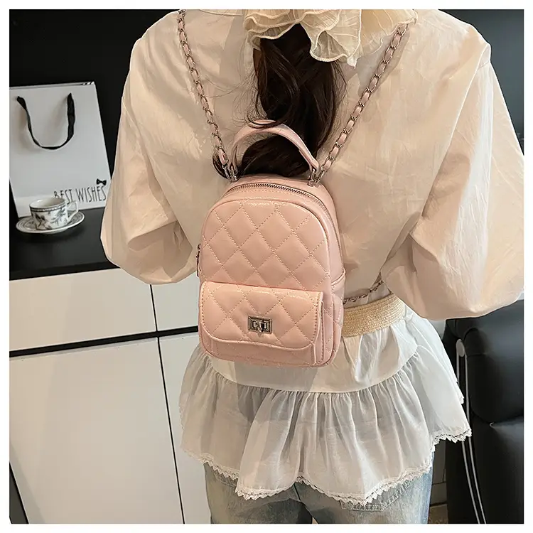 Women's Mini Quilted Chain Shoulder Bag Cream — feature 22