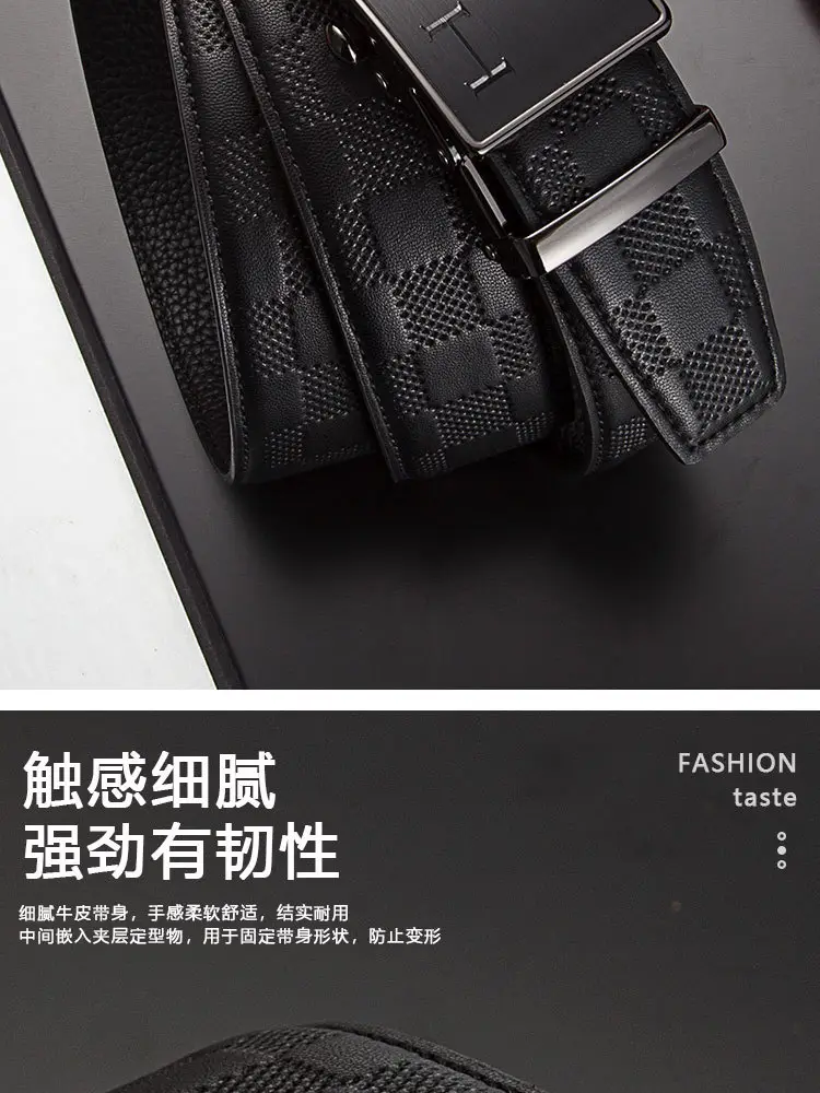 2025 Genuine Leather Belt for Men Black Automatic Buckle — feature 11