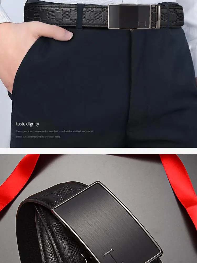 2025 Genuine Leather Belt for Men Black Automatic Buckle — feature 16