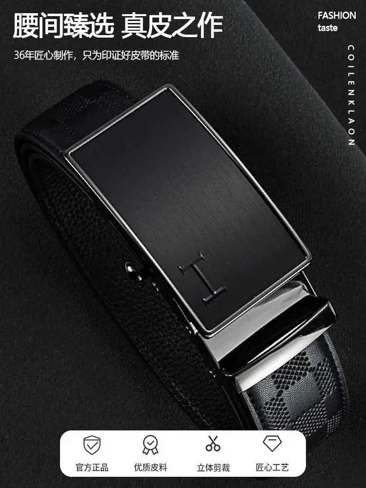 2025 Genuine Leather Belt for Men Black Automatic Buckle — feature 2