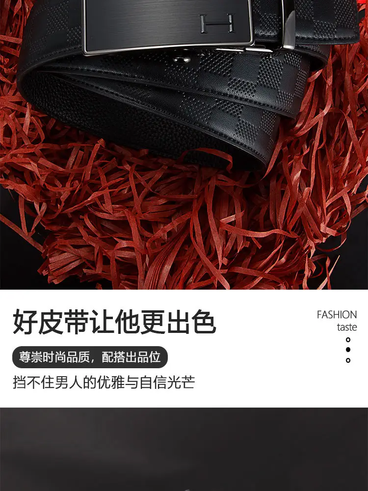 2025 Genuine Leather Belt for Men Black Automatic Buckle — feature 5