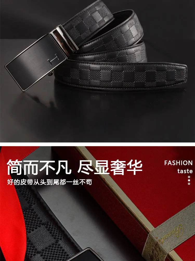 2025 Genuine Leather Belt for Men Black Automatic Buckle — feature 6