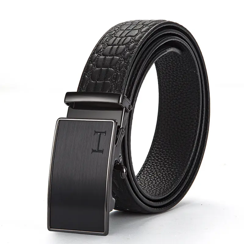 2025 Genuine Leather Belt for Men Black Automatic Buckle - Image 2