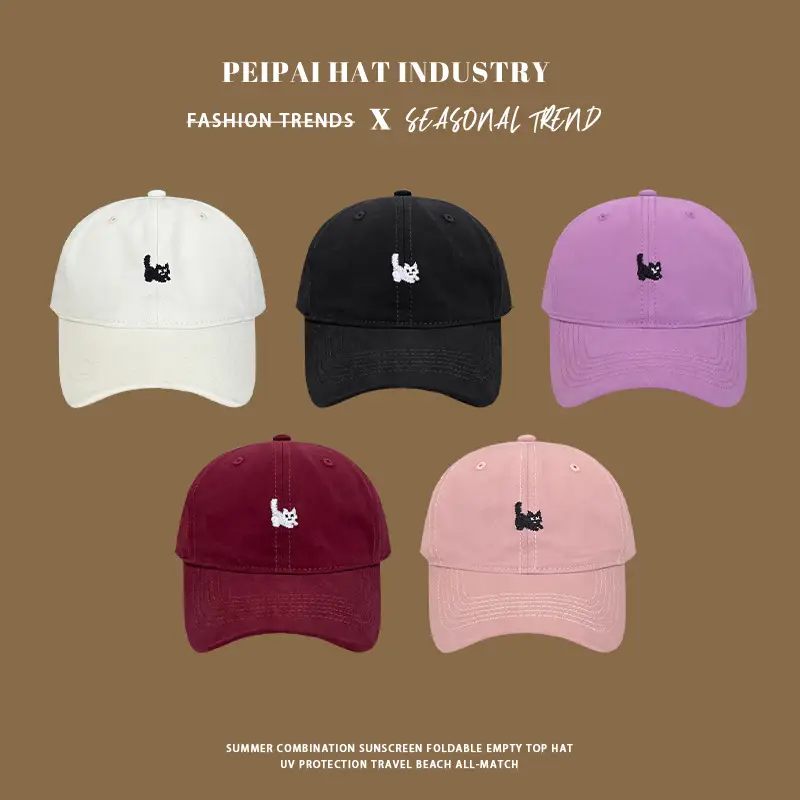 White Black Pink Kitten Cap for Girls - Image 5