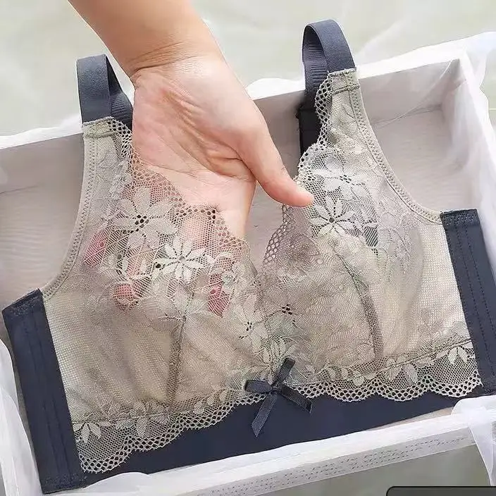 French Lace Rabbit Ear Bra White Large Bust - Image 8