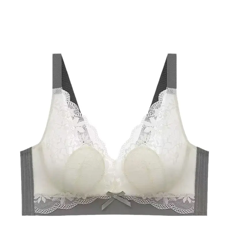 French Lace Rabbit Ear Bra White Large Bust - Image 9