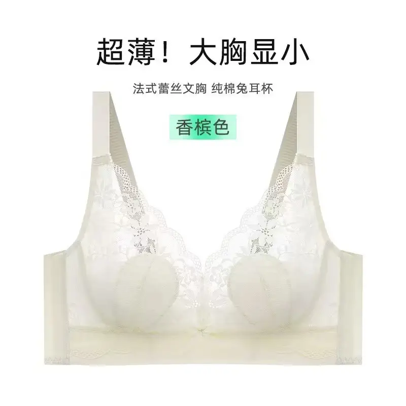 French Lace Rabbit Ear Bra White Large Bust - Image 2