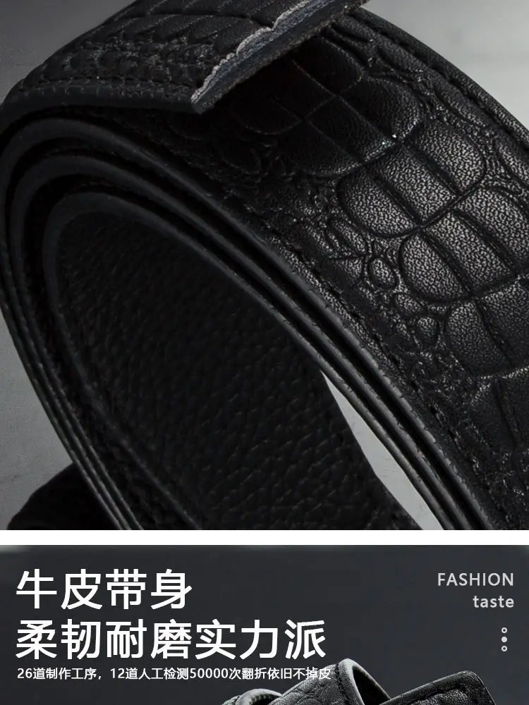 Men's Black Croc Leather Belt with Automatic Buckle — feature 12