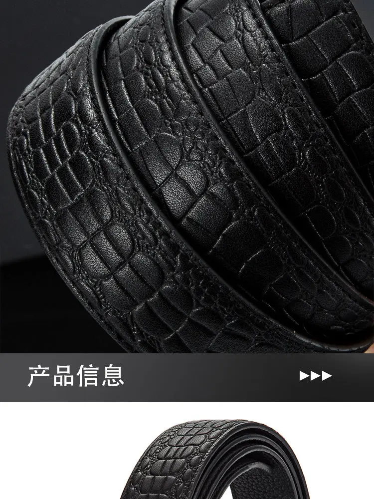 Men's Black Croc Leather Belt with Automatic Buckle — feature 13