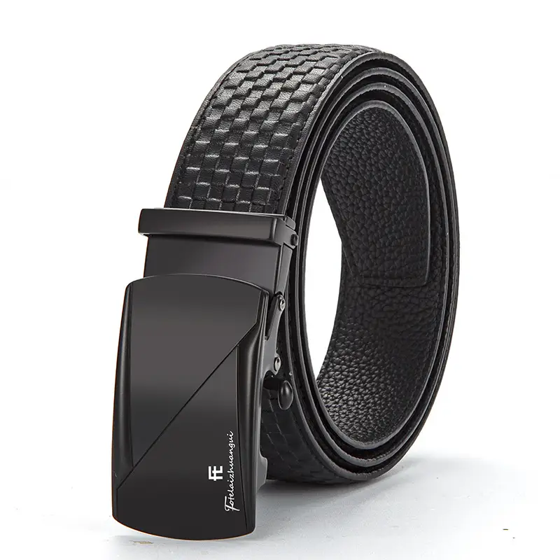 Men's Black Croc Leather Belt with Automatic Buckle - Image 2
