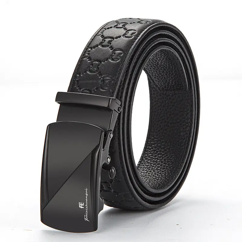 Men's Black Croc Leather Belt with Automatic Buckle - Image 3