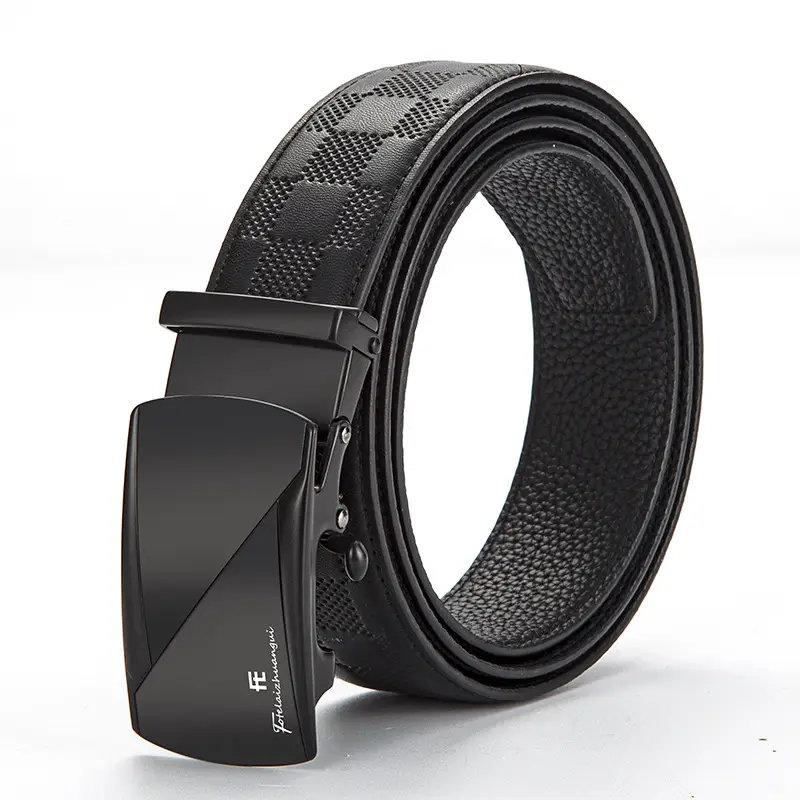 Men's Black Croc Leather Belt with Automatic Buckle - Image 4