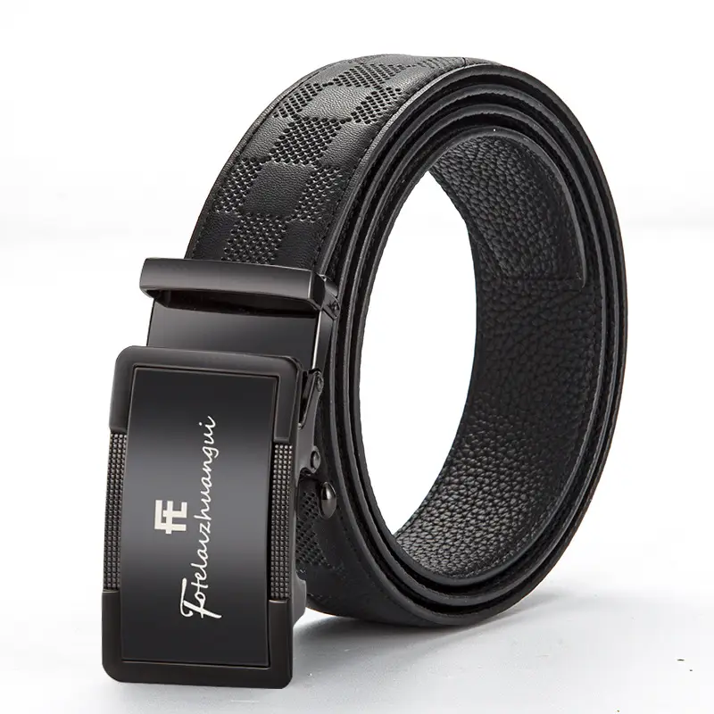 Men's Black Genuine Leather Belt with Automatic Buckle - Image 9