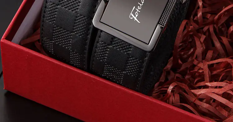 Men's Black Genuine Leather Belt with Automatic Buckle — feature 18