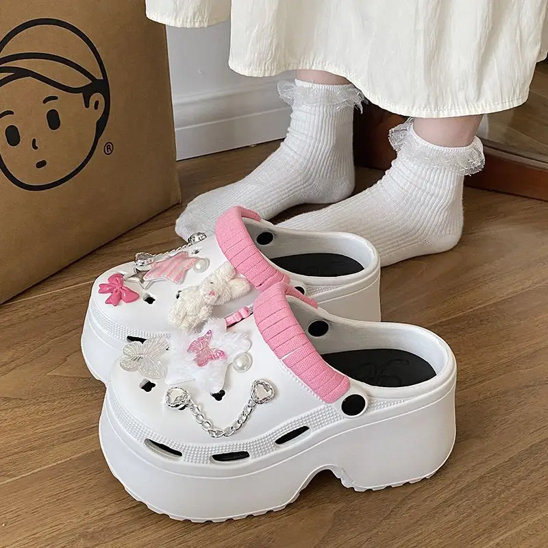 Cute Pink Bow Baotou Slippers for Women - Image 14