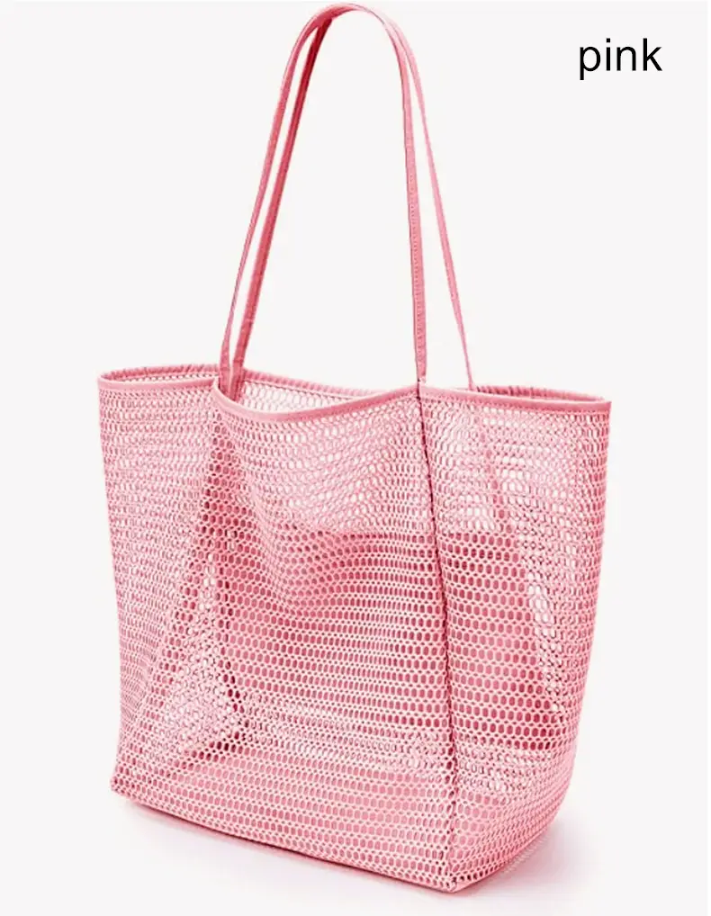 Women Mesh Beach Bag Shoulder Bag Summer Travel Storage — feature 11