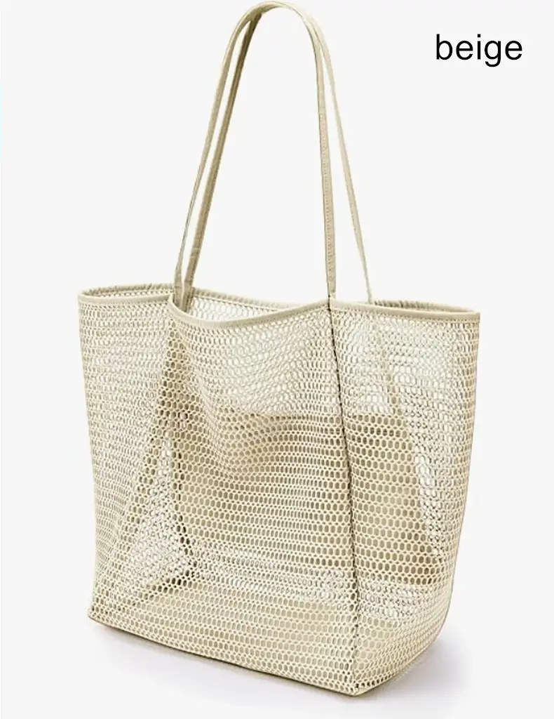Women Mesh Beach Bag Shoulder Bag Summer Travel Storage — feature 12
