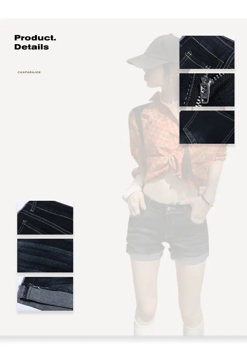 Dark Blue Rolled Hem Hot Pants Sexy Women 2025 — feature 3