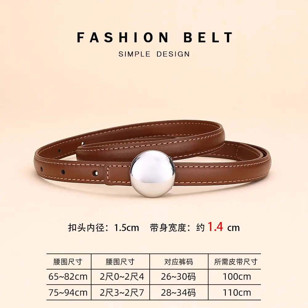 Women's Thin Leather Belt for Business Dress - Image 2