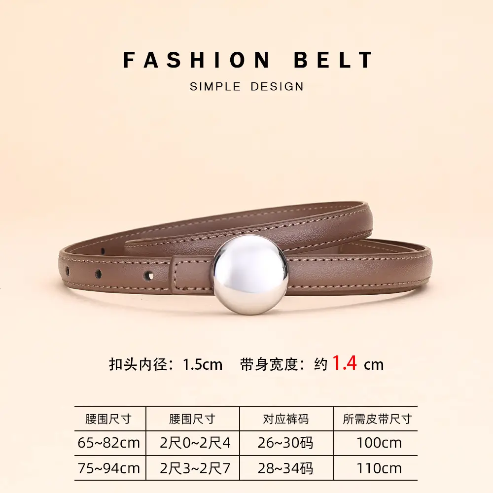 Women's Thin Leather Belt for Business Dress - Image 3