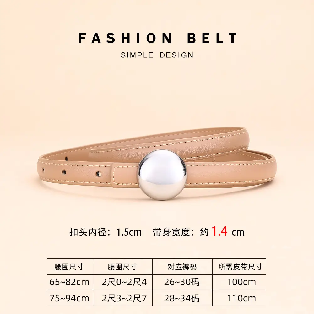 Women's Thin Leather Belt for Business Dress - Image 4