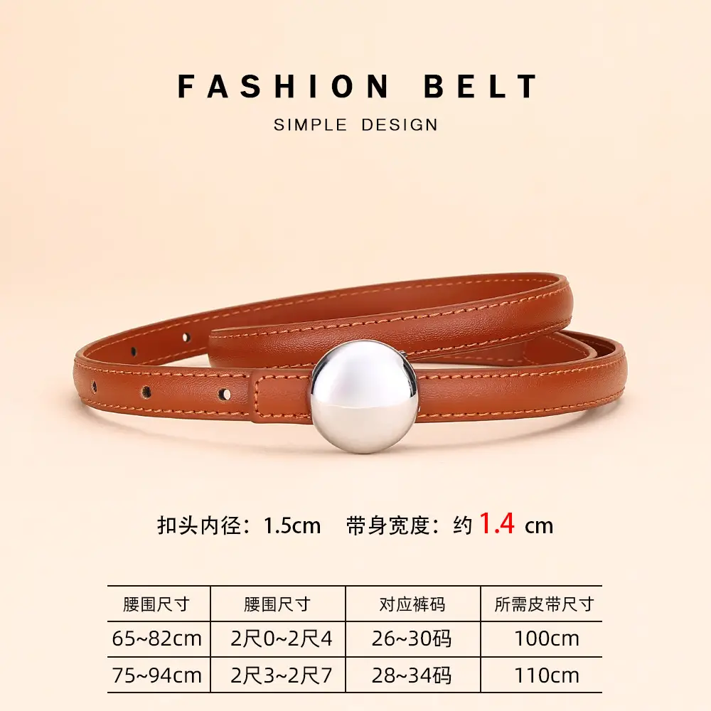Women's Thin Leather Belt for Business Dress - Image 5