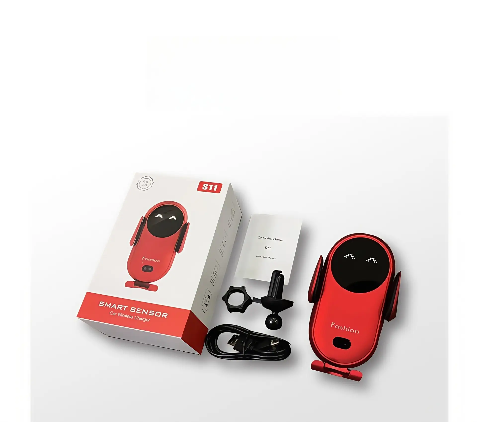 Red Wireless Car Phone Holder with Infrared Sensor — feature 11