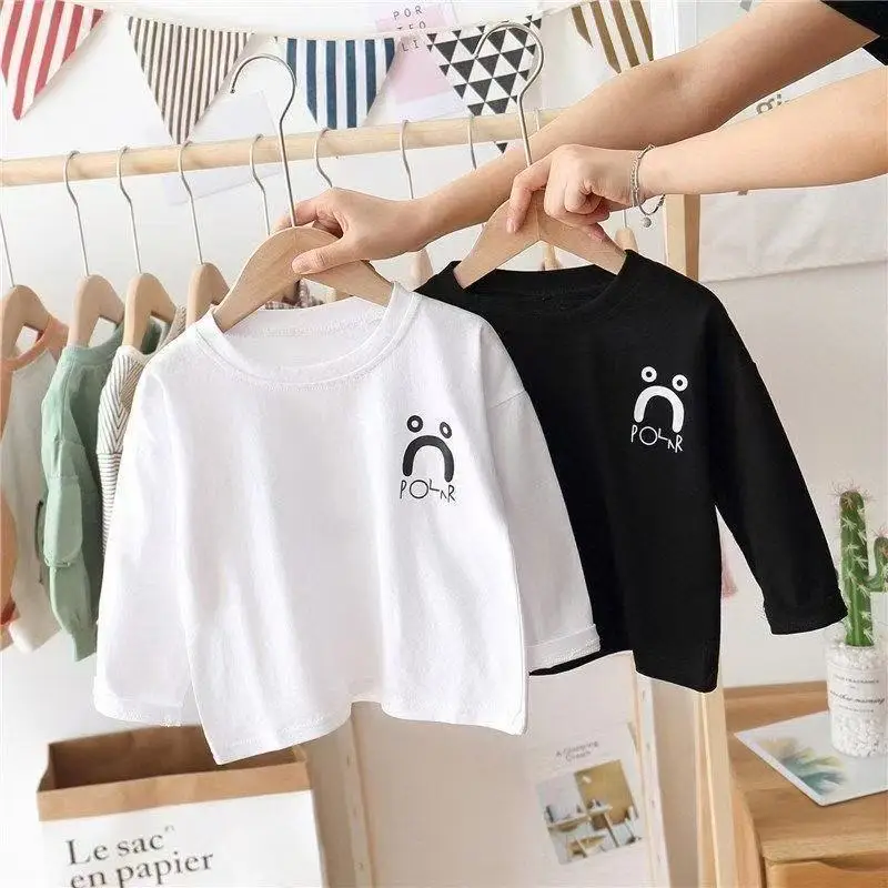 100% Cotton Boys T-Shirt White Black Circle Medium