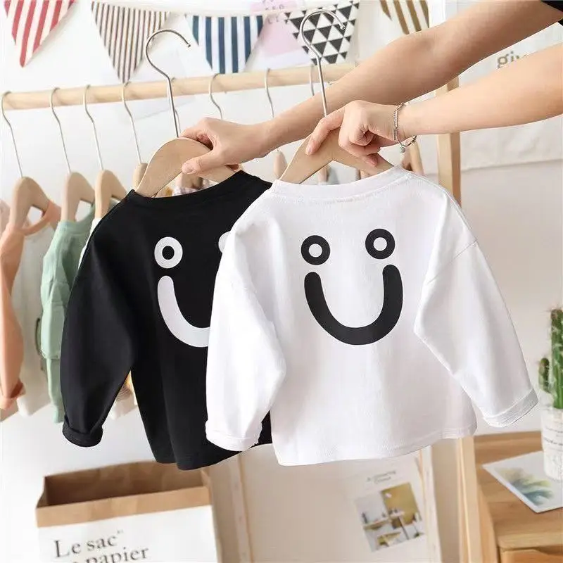 100% Cotton Boys T-Shirt White Black Circle Medium — feature 1
