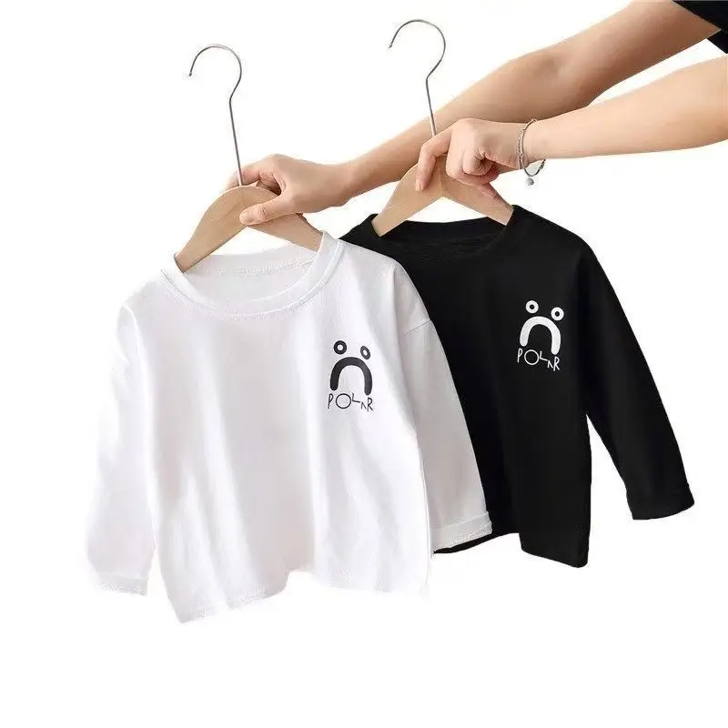100% Cotton Boys T-Shirt White Black Circle Medium — feature 6