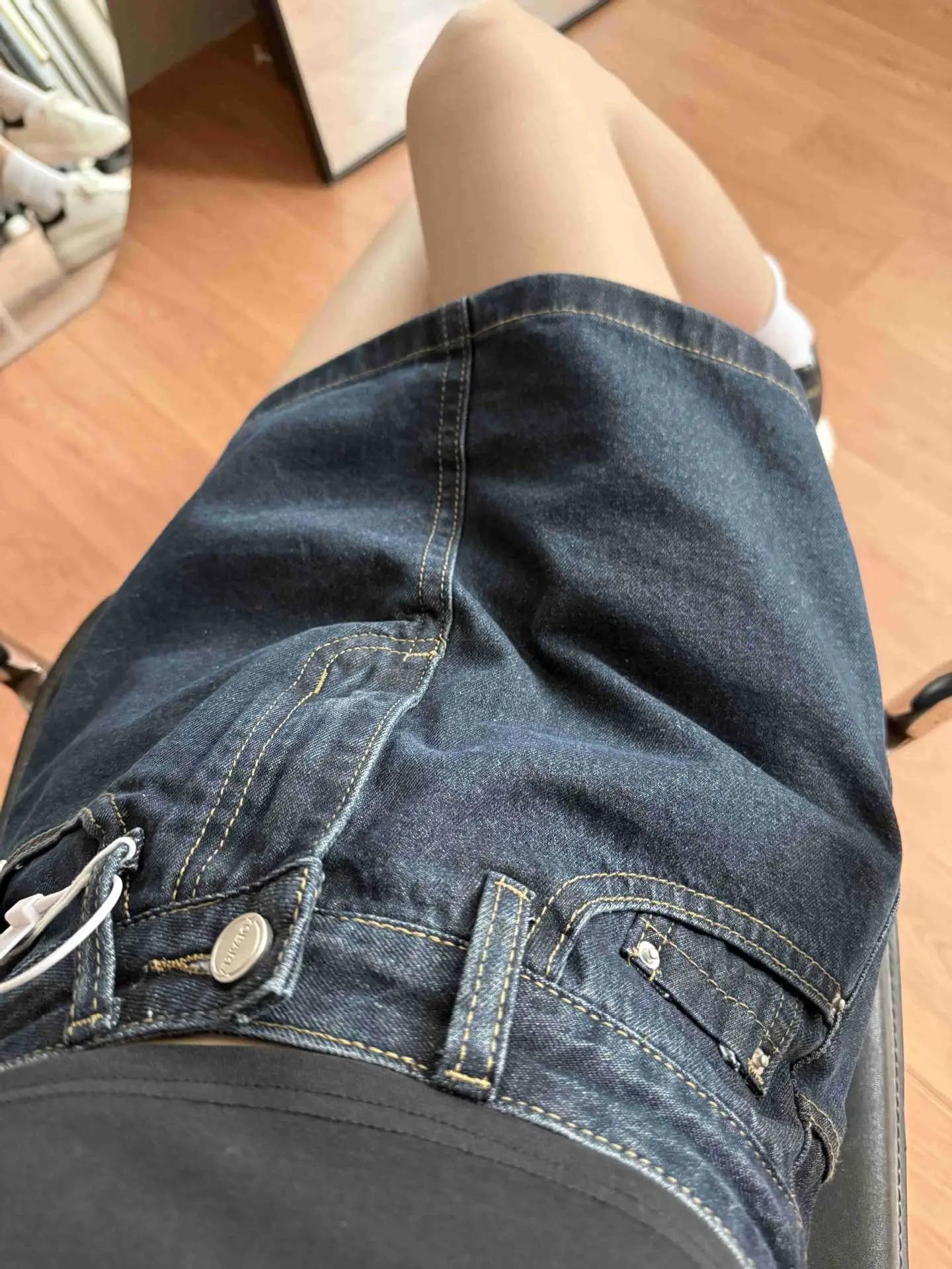Dark Blue Hip-Hugging Denim Shorts for Women — feature 11