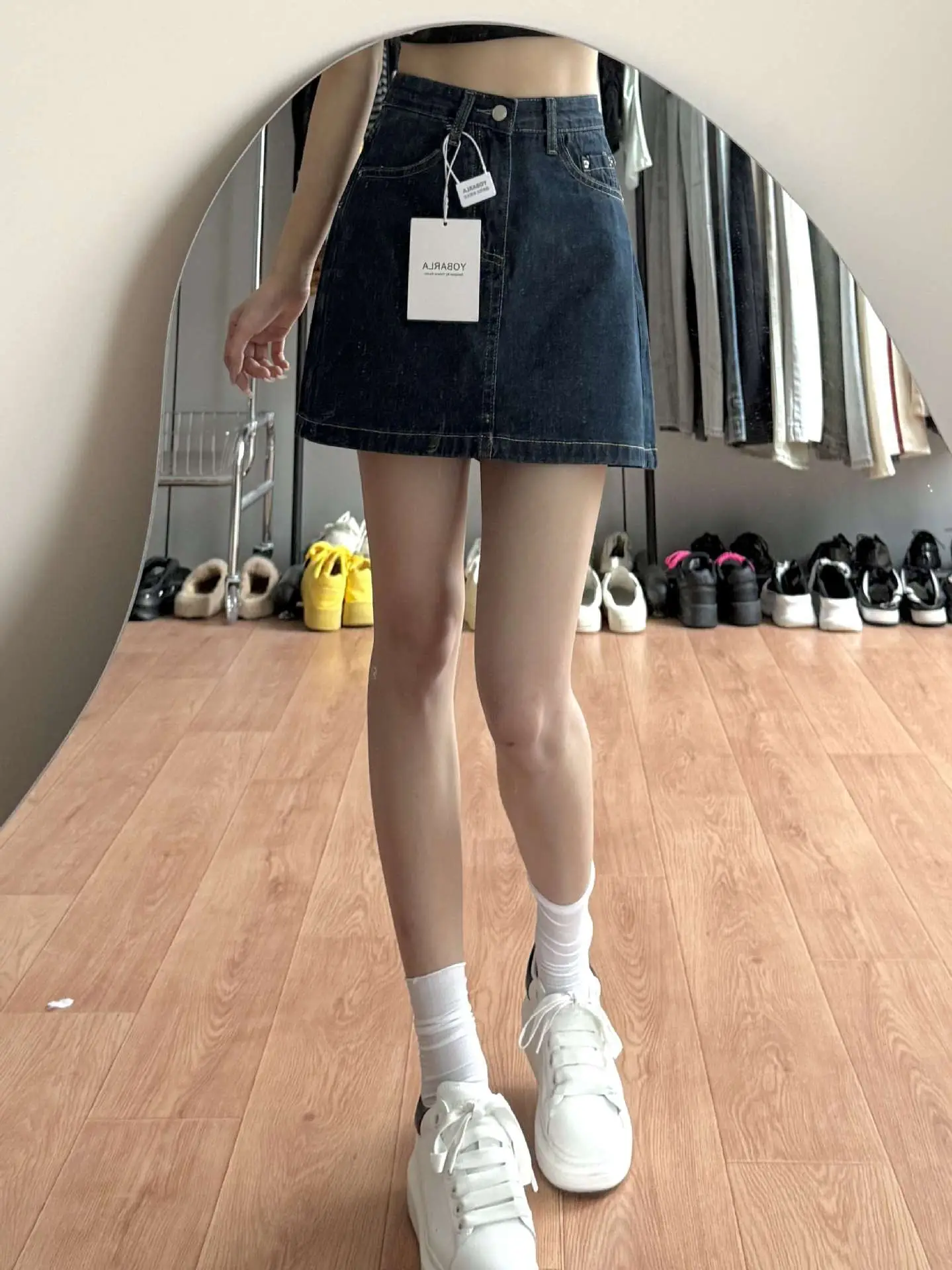 Dark Blue Hip-Hugging Denim Shorts for Women — feature 5